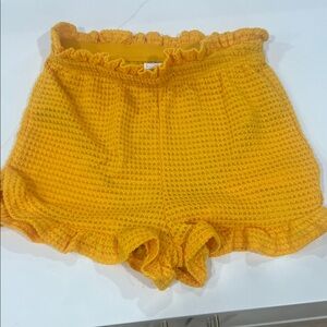 SHEIN Yellow Ruffle Knit Women Shorts
